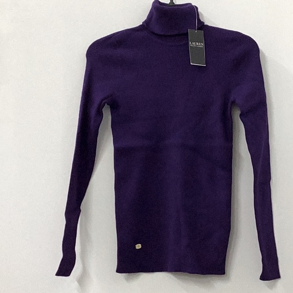 Lauren Ralph Lauren Petite Ribbed Turtleneck Sweater Purple - Picture 2 of 6
